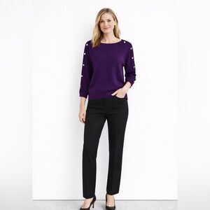 Purple Button Sleeve Sweater | Suéter Morado Elegante